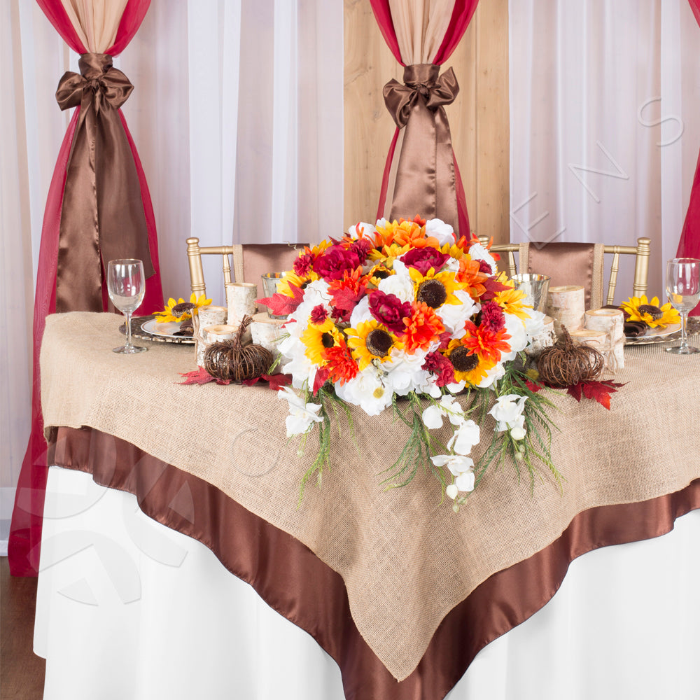 Square 72" Satin Table Overlay - Chocolate Brown - CV Linens™