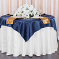 Square 72" Satin Table Overlay - Navy Blue - CV Linens™