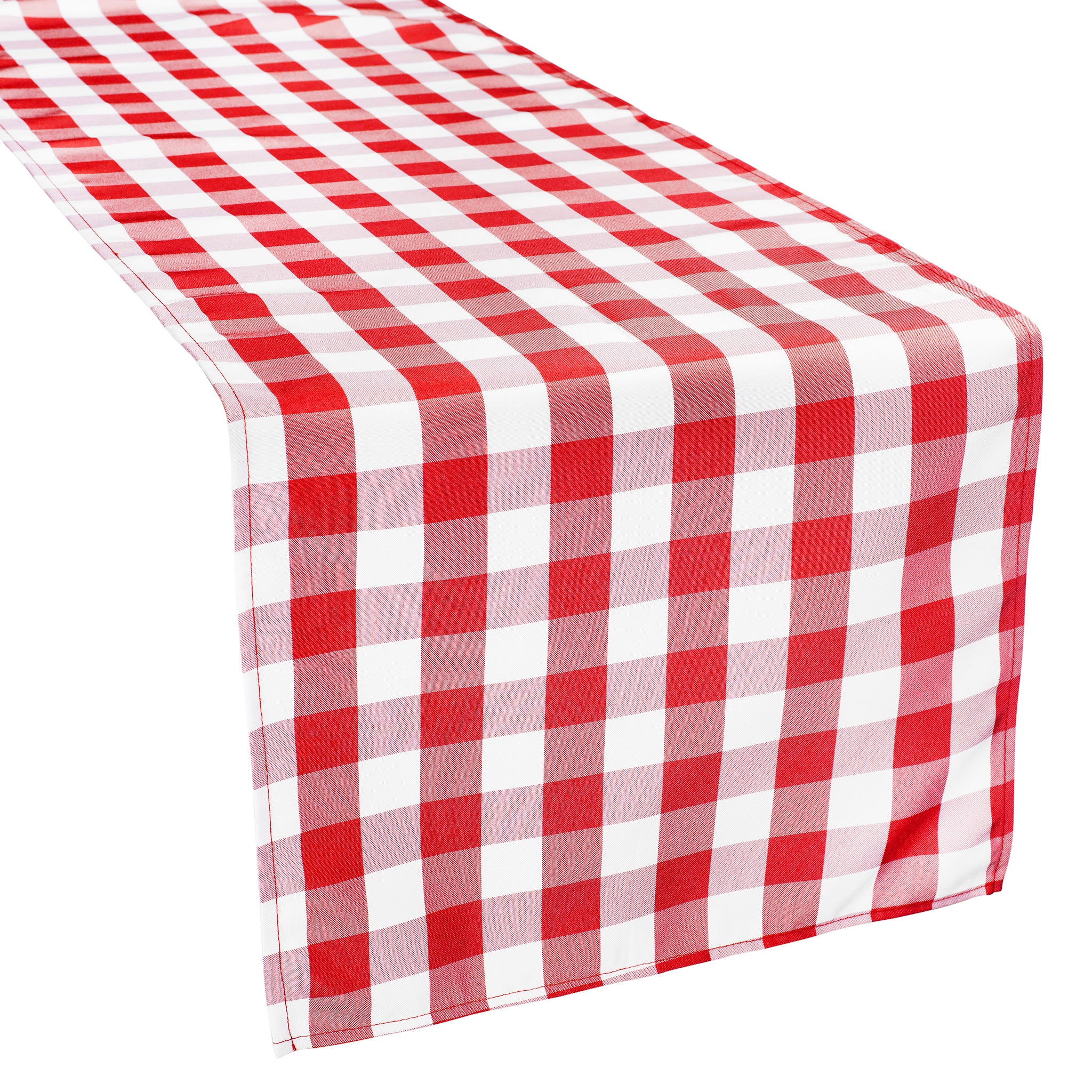 Gingham Checkered Polyester Table Runner - Red & White - CV Linens™