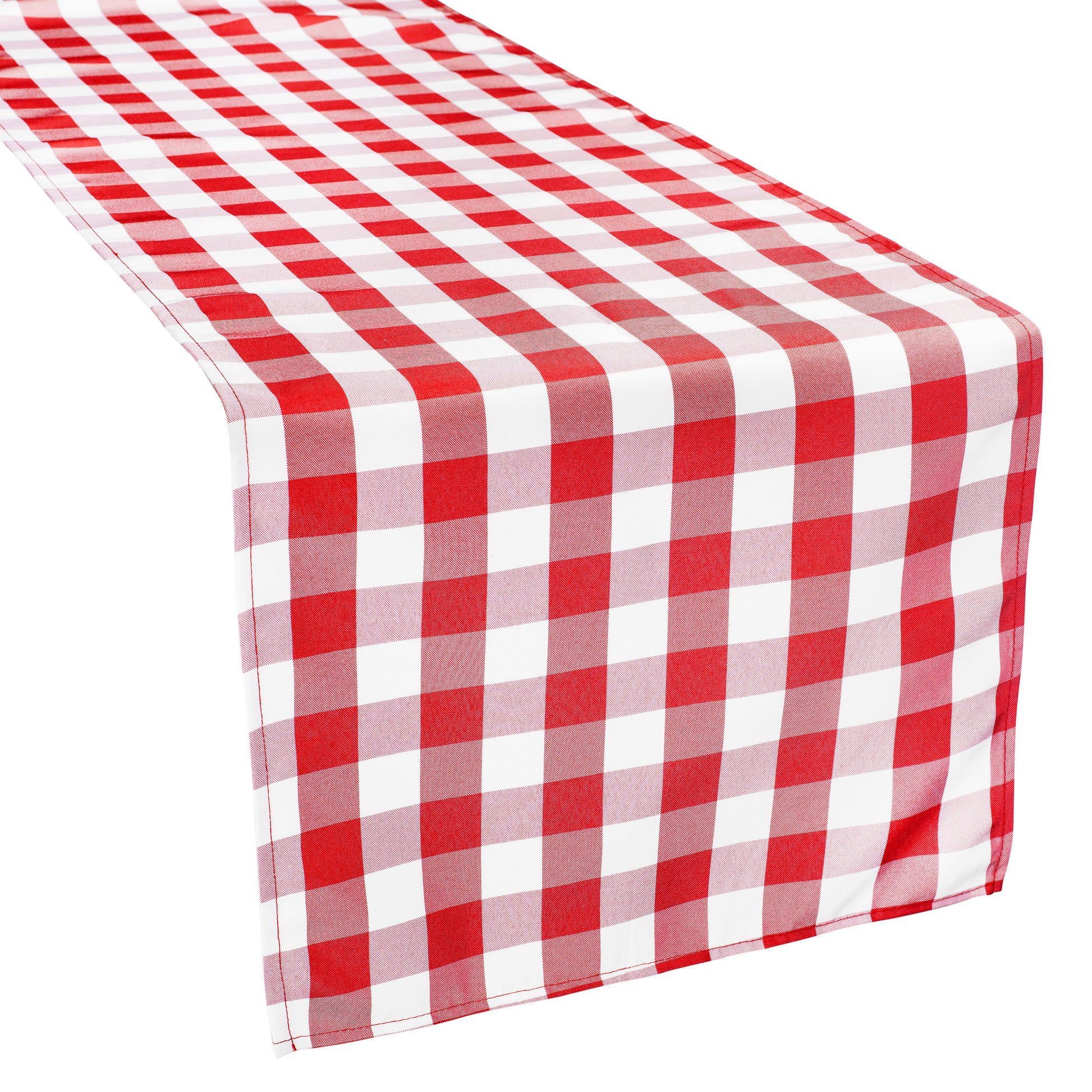 Gingham Checkered Polyester Table Runner - Red & White - CV Linens