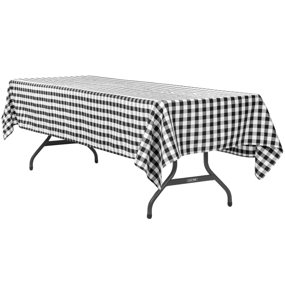 60 x 120 inch Rectangular Polyester Tablecloth Gingham Checker Black ...