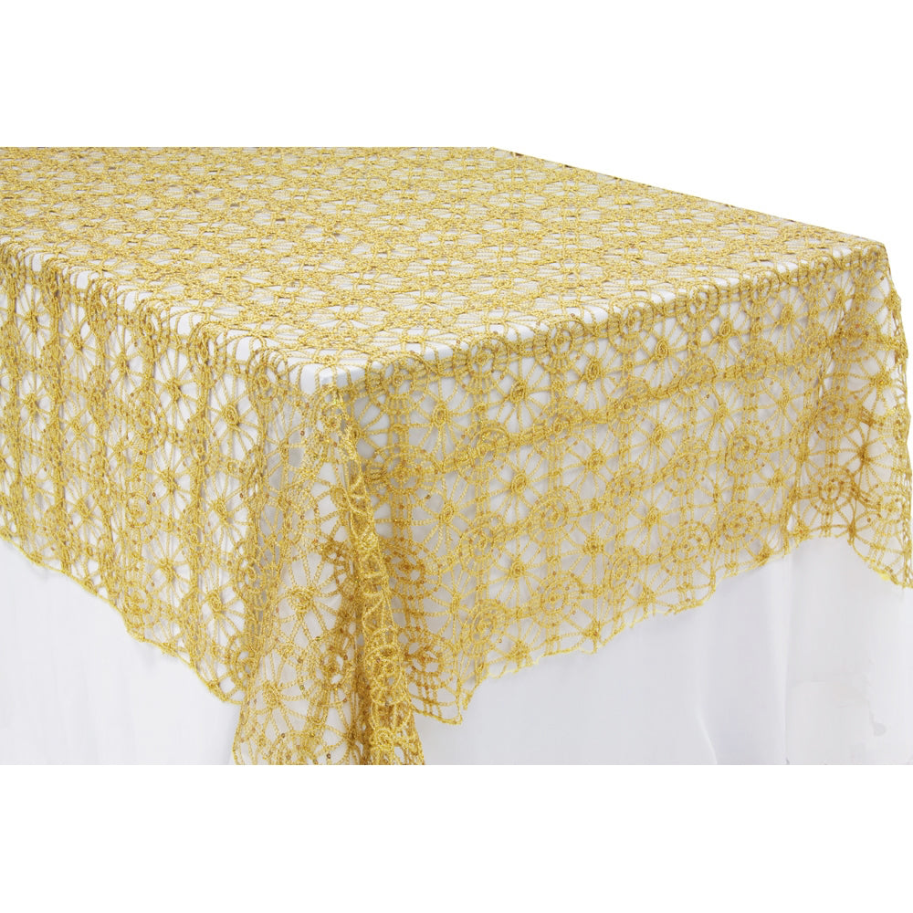 Chemical Lace 60"x120" Rectangular Table Topper/Overlay - Gold - CV Linens