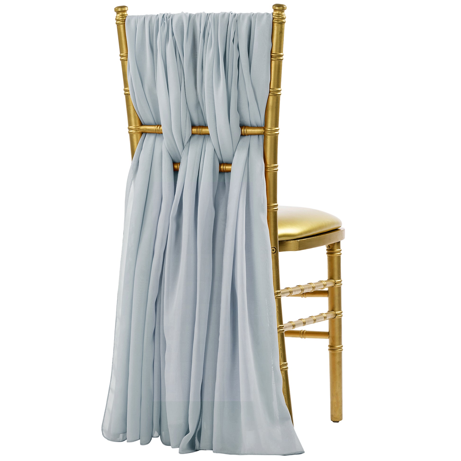 5pcs Pack of Chiffon Chair Sashes/Ties - Dusty Blue - CV Linens