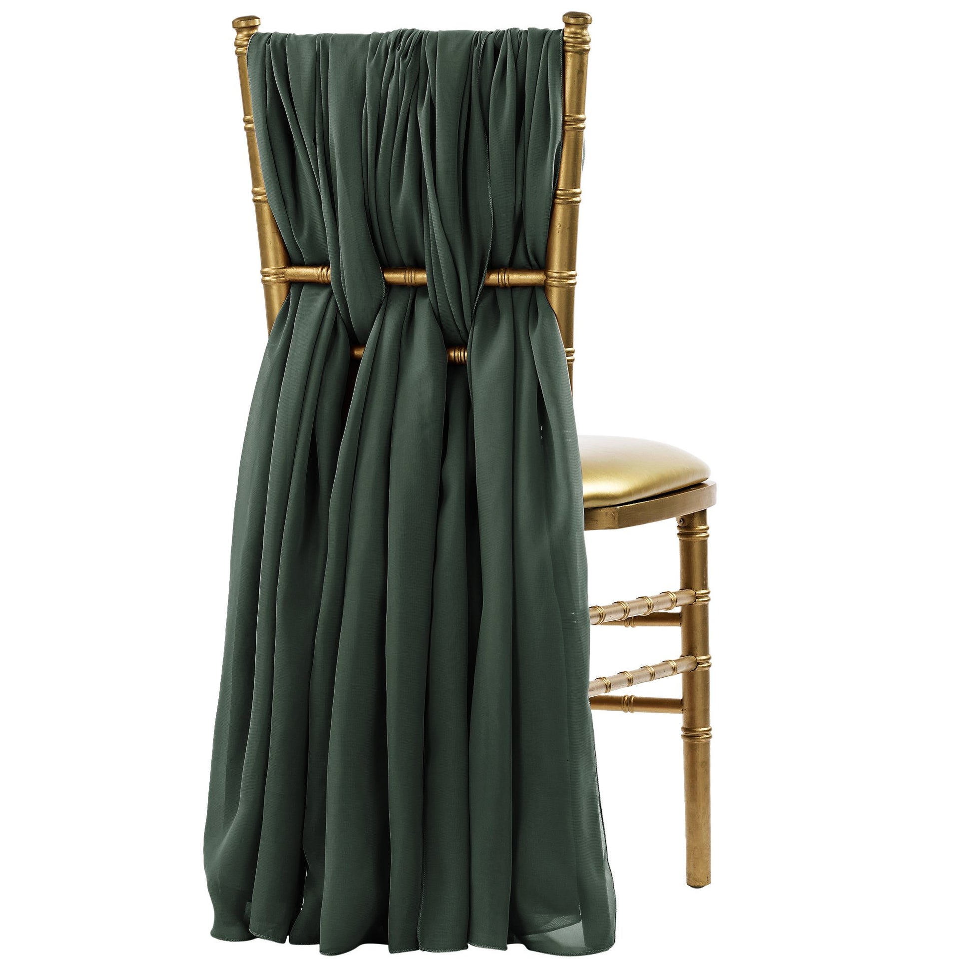 5pcs Pack of Chiffon Chair Sashes/Ties - Hunter Green - CV Linens