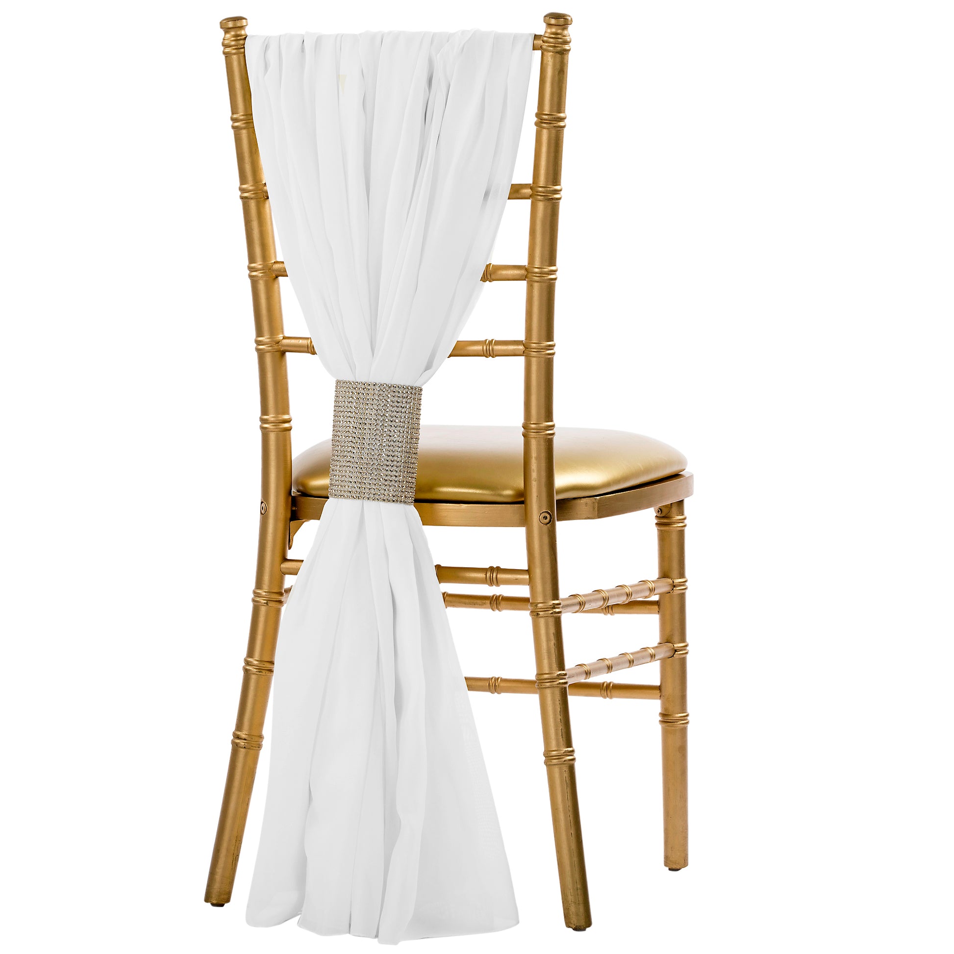 5pcs Pack of Chiffon Chair Sashes/Ties 19 x 72 - White
