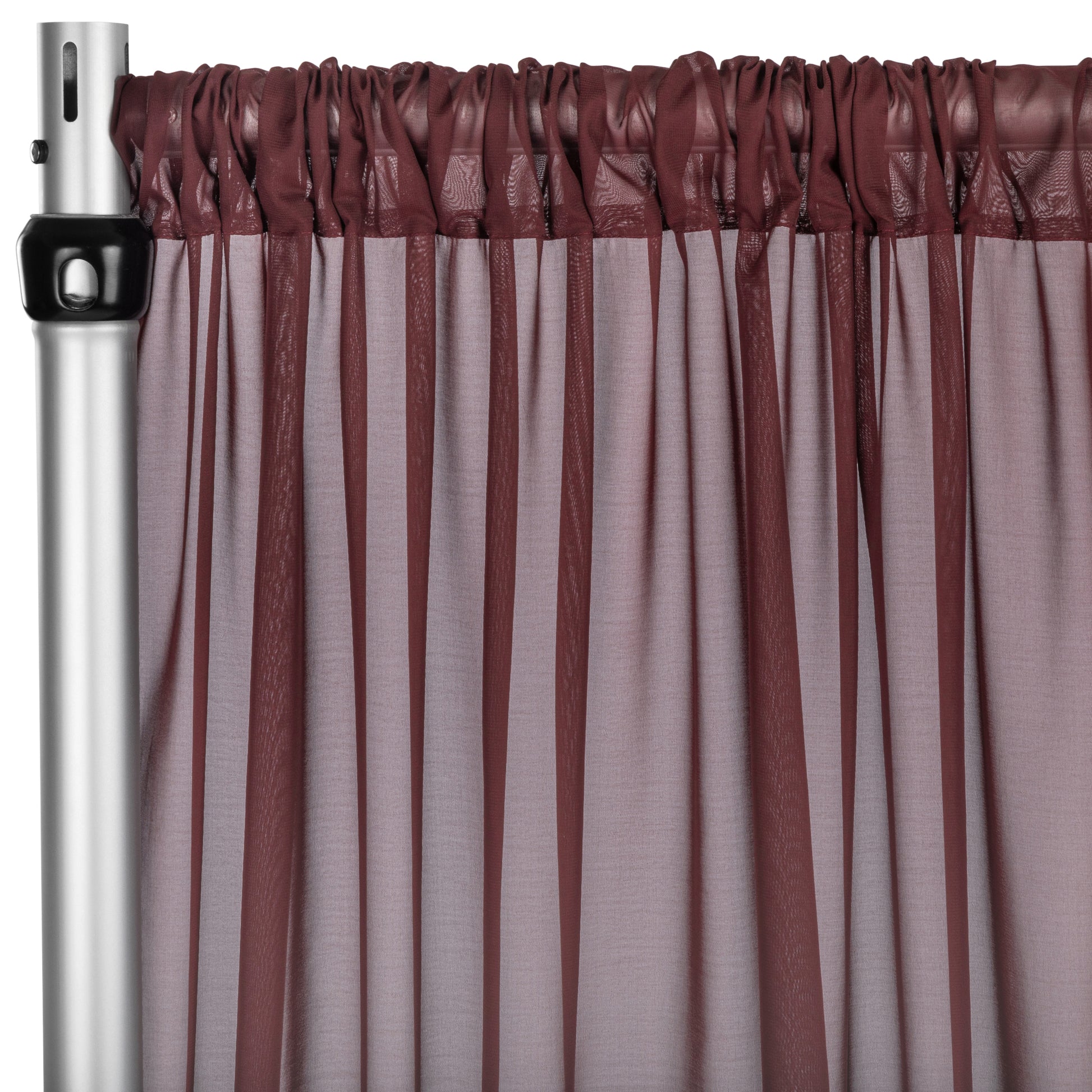 Chiffon Curtain Drape 10ft H x 58" W Panel - Burgundy - CV Linens