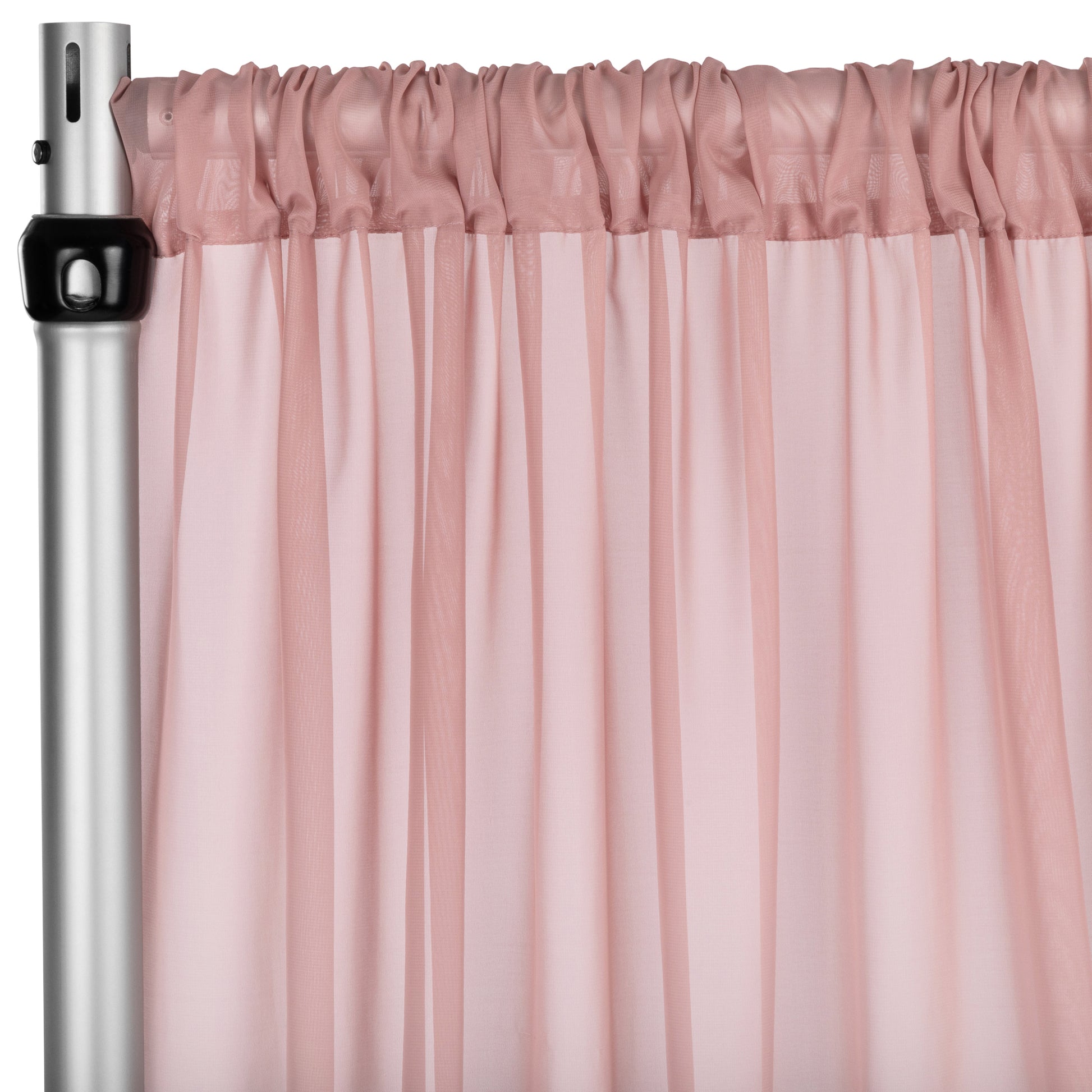 Chiffon Curtain Drape 12ft H x 58" W Panel - Dusty Rose/Mauve - CV Linens
