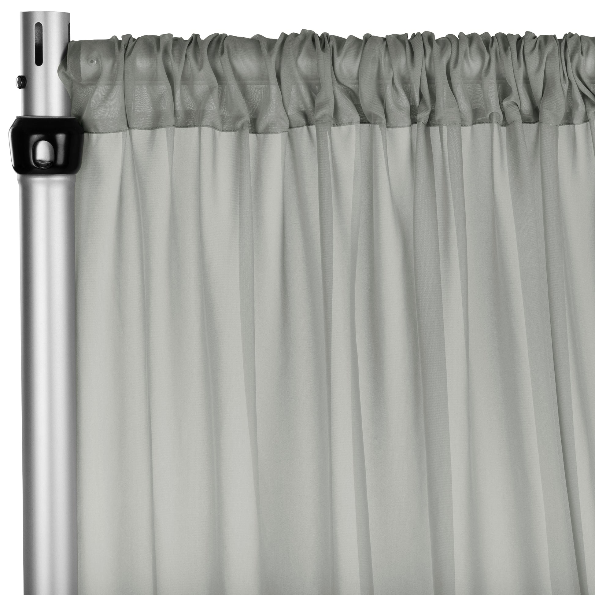 Chiffon Curtain Drape 10ft H x 58" W Panel - Silver - CV Linens