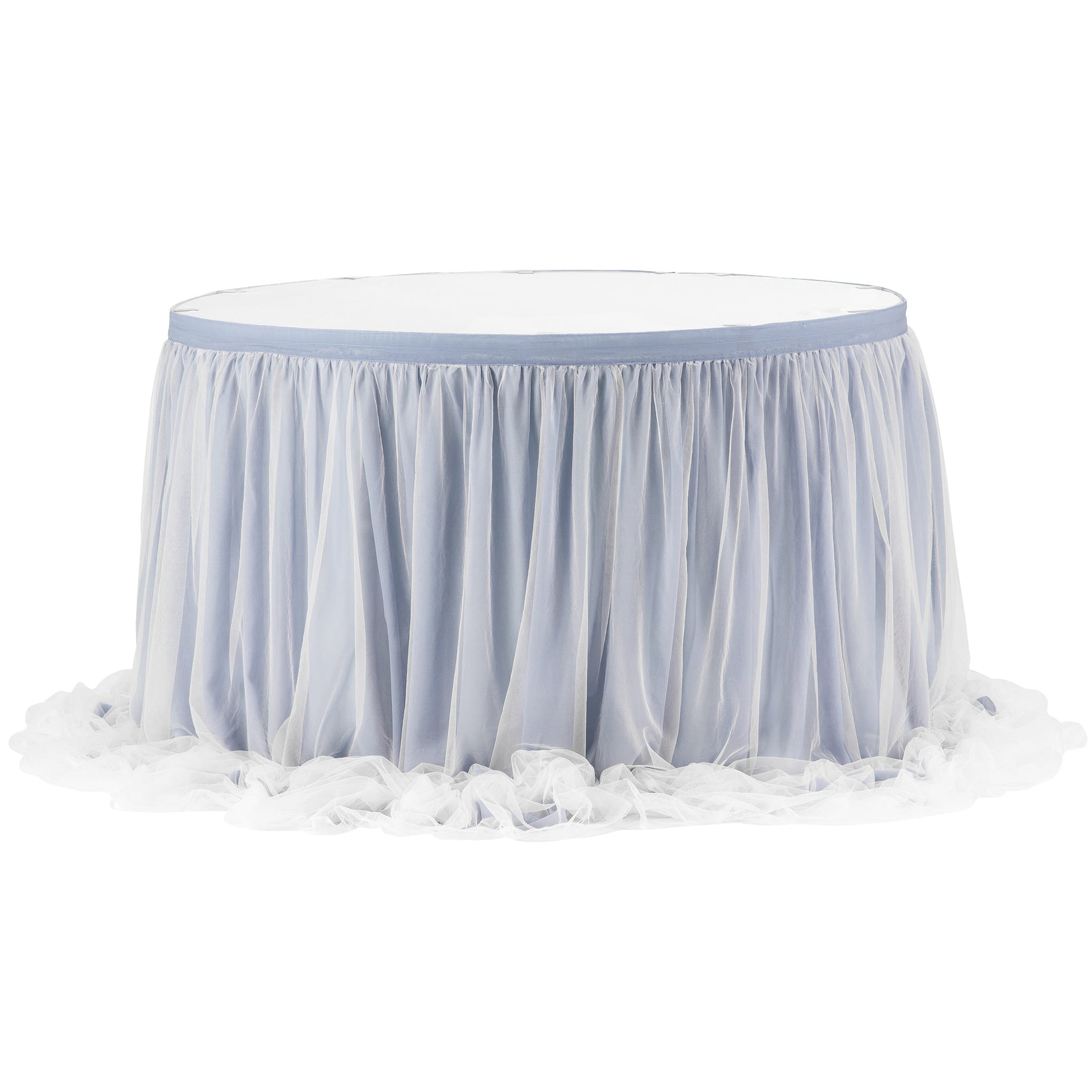 Chiffon Tulle Table Skirt Extra Long 17ft - Dusty Blue– CV Linens