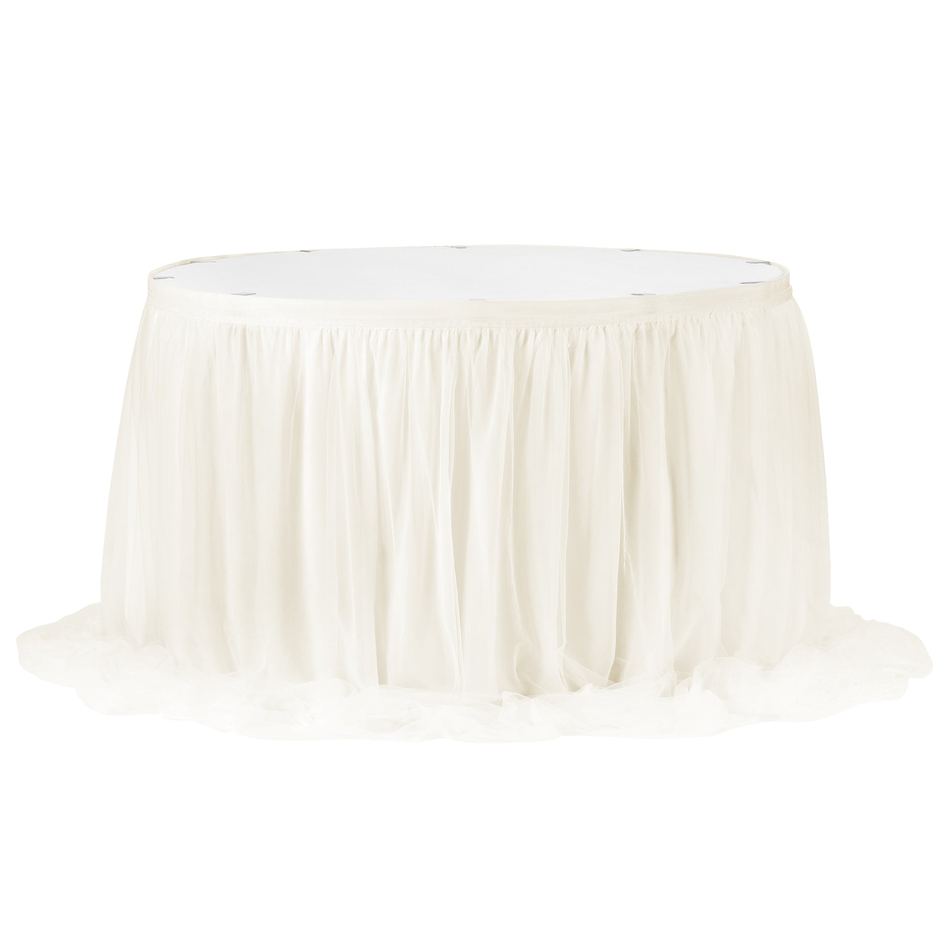 Chiffon Tulle Table Skirt Extra Long 17ft - Ivory - CV Linens