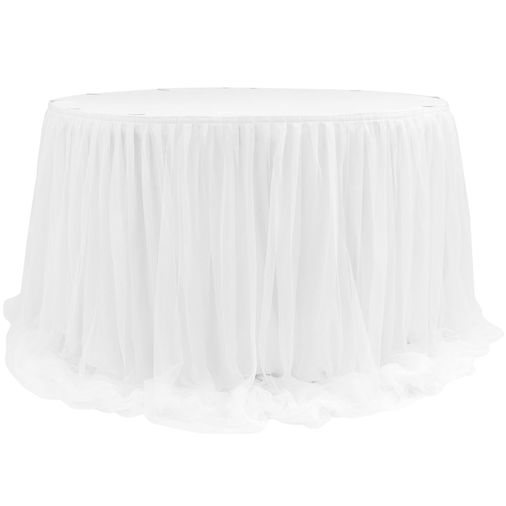 Chiffon Tulle Table Skirt Extra Long 17ft - White– CV Linens
