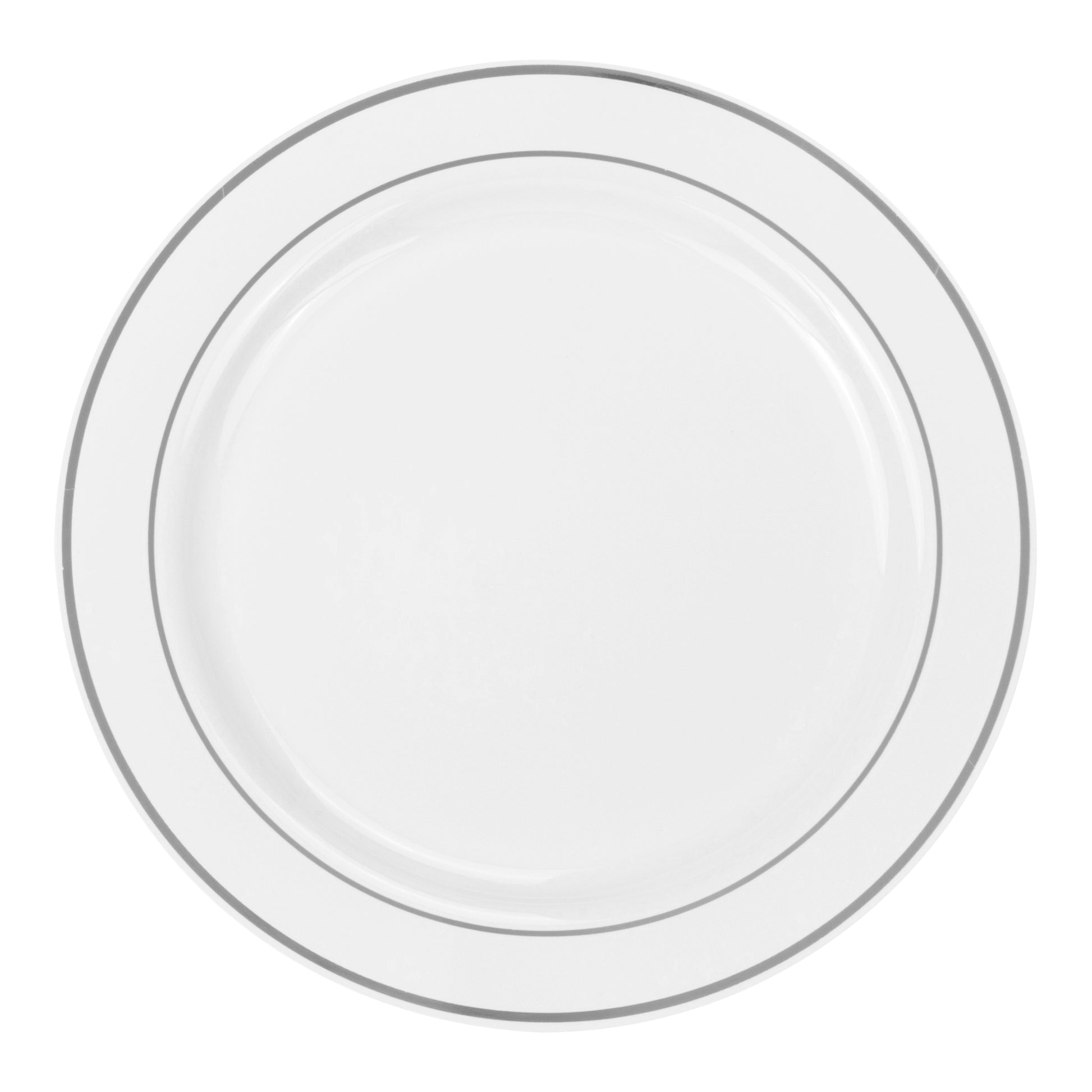 Classic Disposable Plastic Plates 40 pcs Combo Pack - White Silver-Trimmed