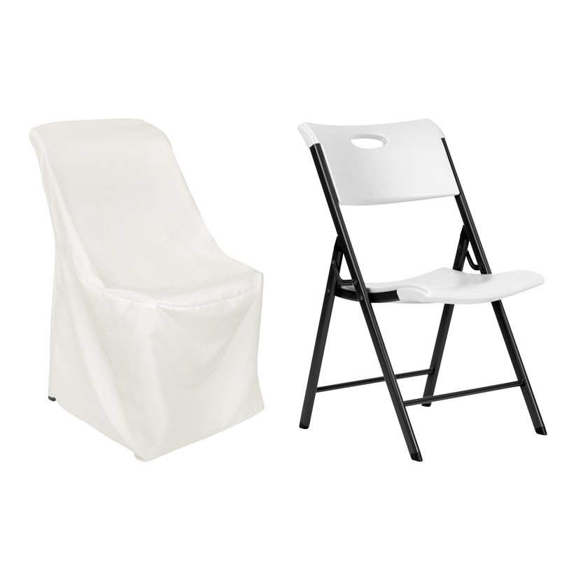 Contemporary LIFETIME folding chair Cover Ivory at CV Linens