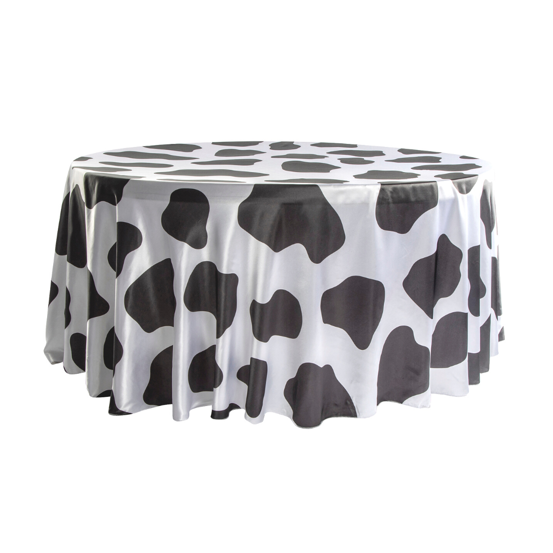 Cow Animal Print Satin 120" Round Tablecloth