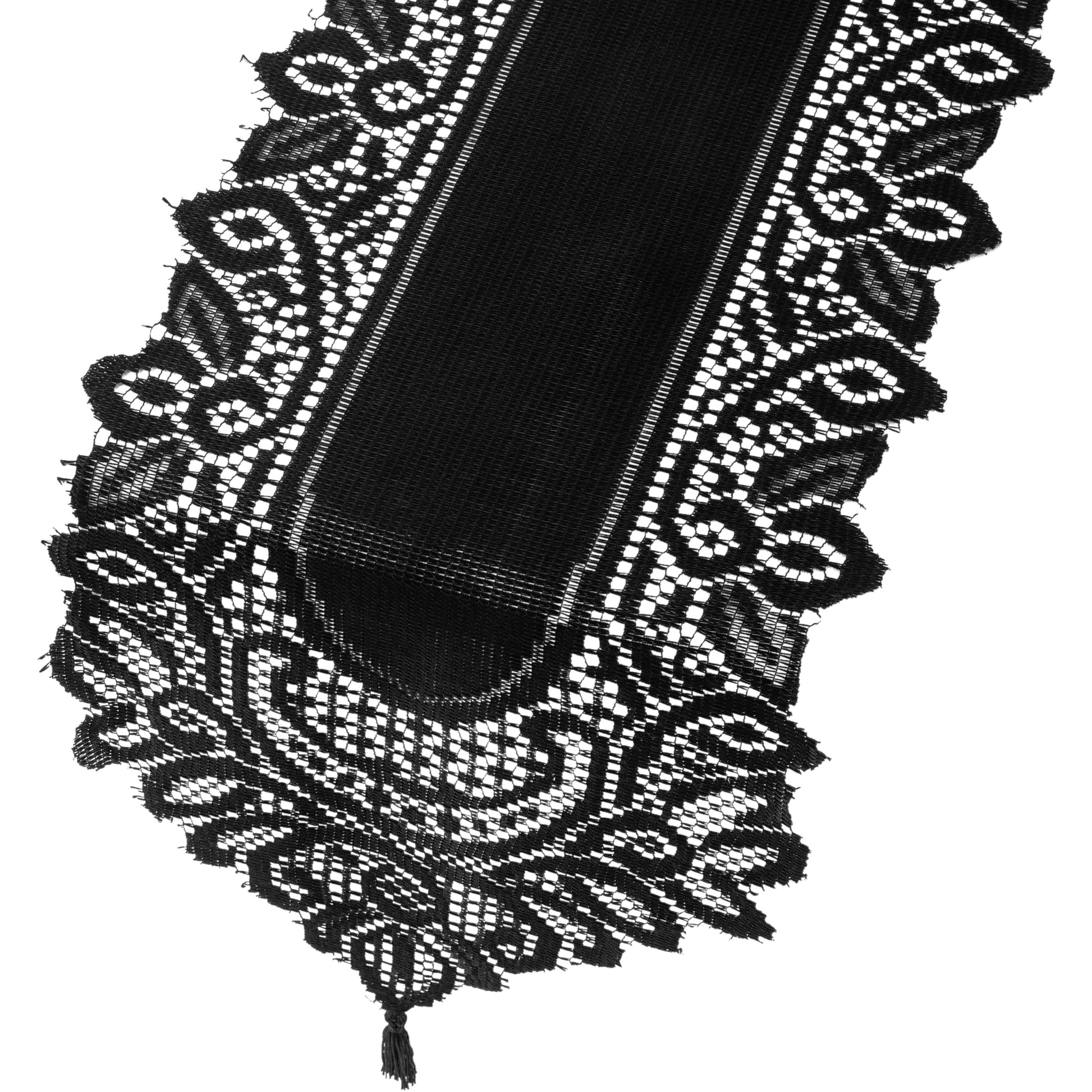 Crochet Lace Table Runner - Black