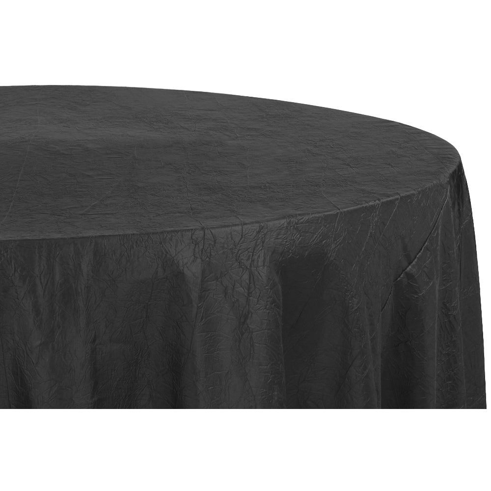 Crushed Taffeta 132" Round Tablecloth - Black - CV Linens