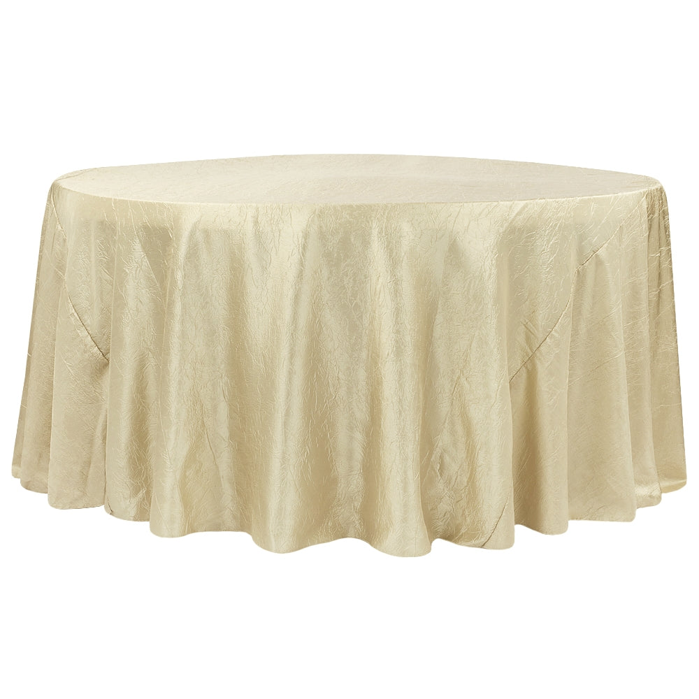 Crushed Taffeta 132" Round Tablecloth - Champagne - CV Linens