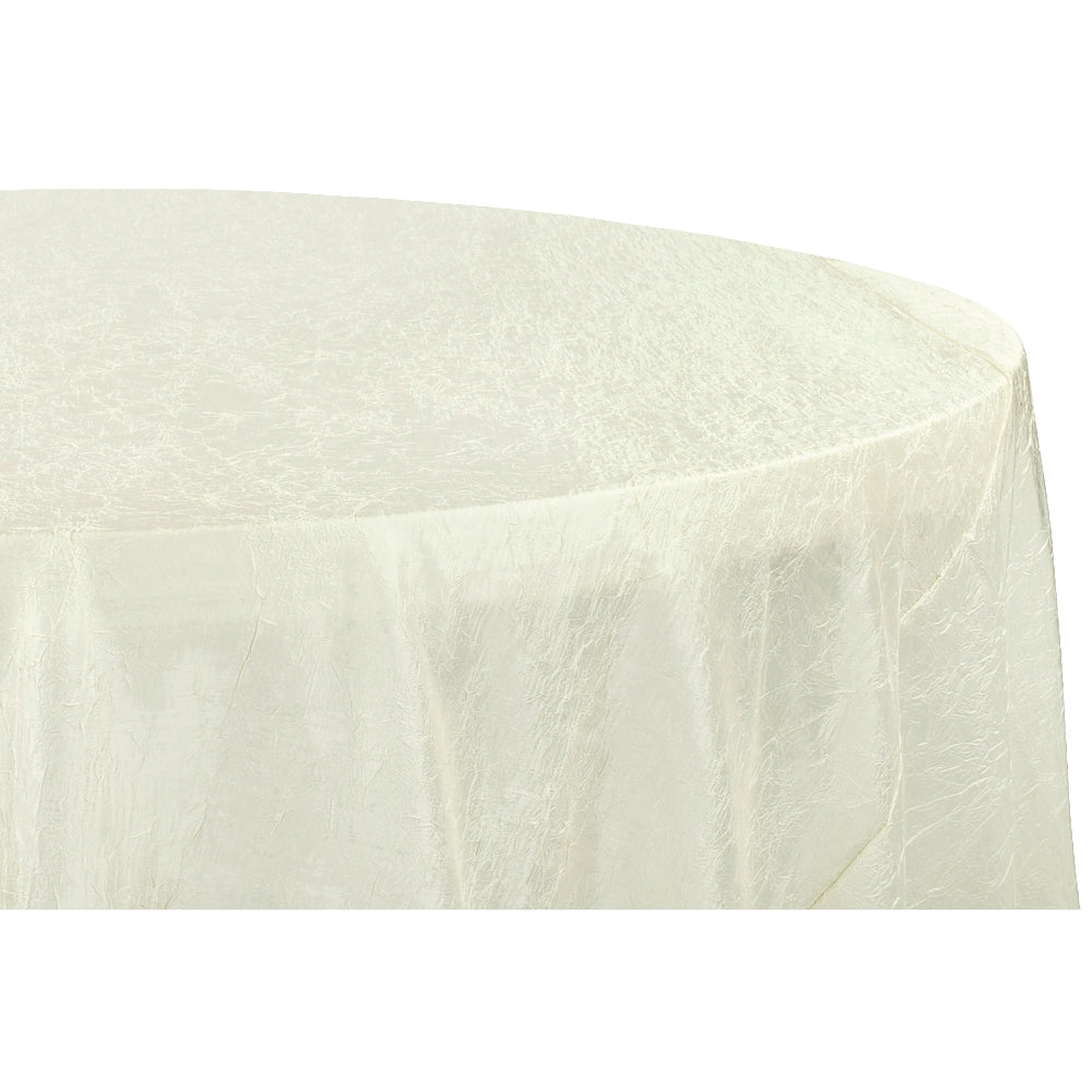 Crushed Taffeta 120" Round Tablecloth - Ivory - CV Linens