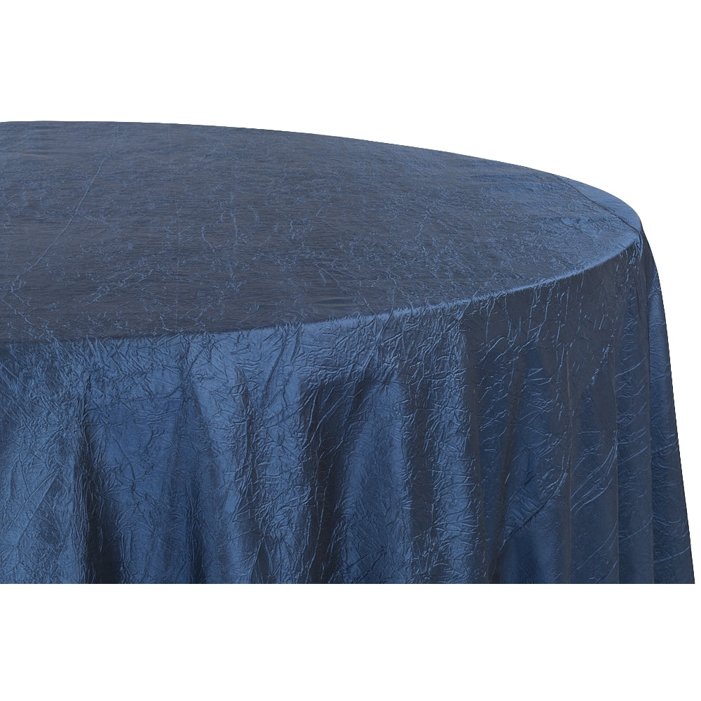 Crushed Taffeta 132" Round Tablecloth - Navy Blue - CV Linens
