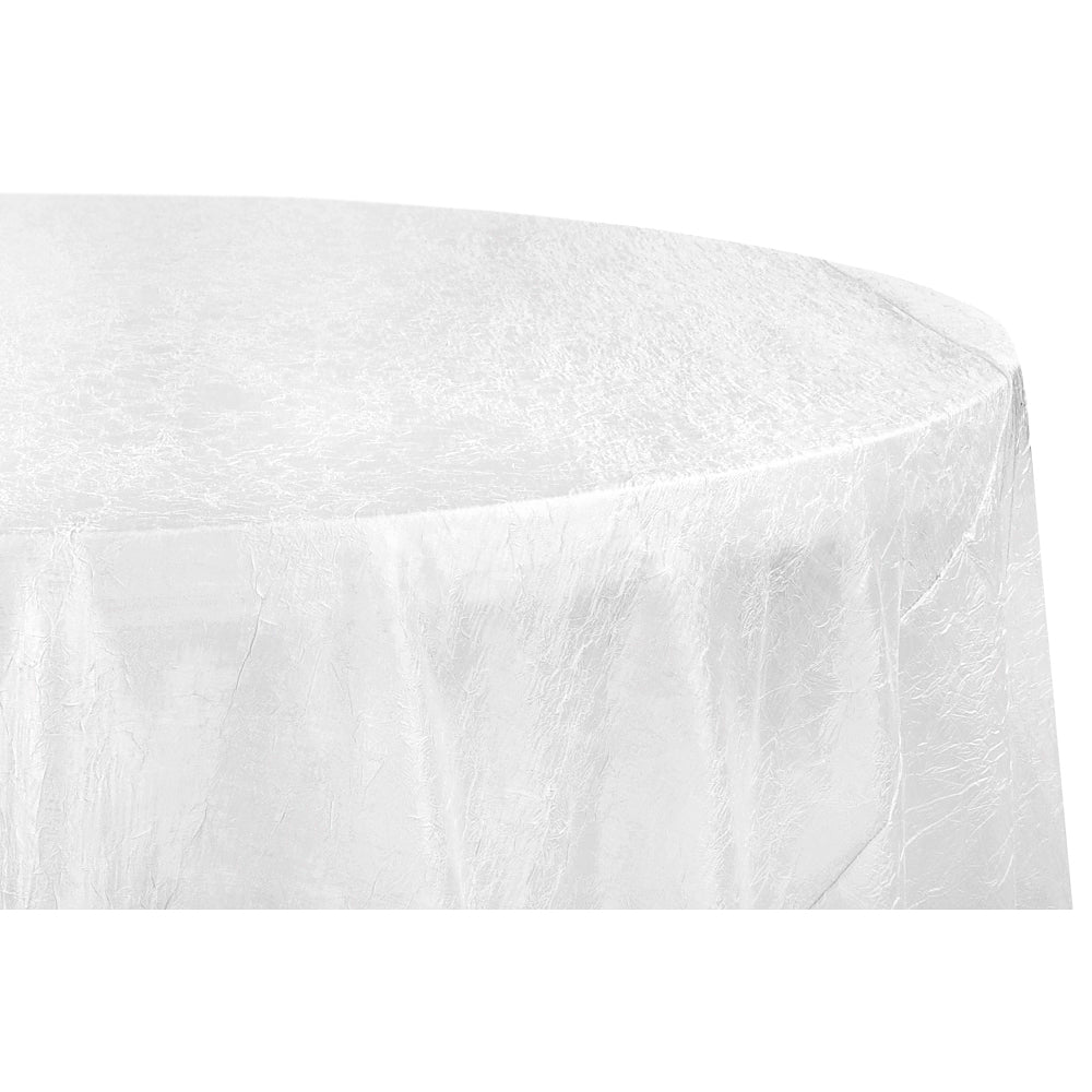 Crushed Taffeta 120" Round Tablecloth - White - CV Linens
