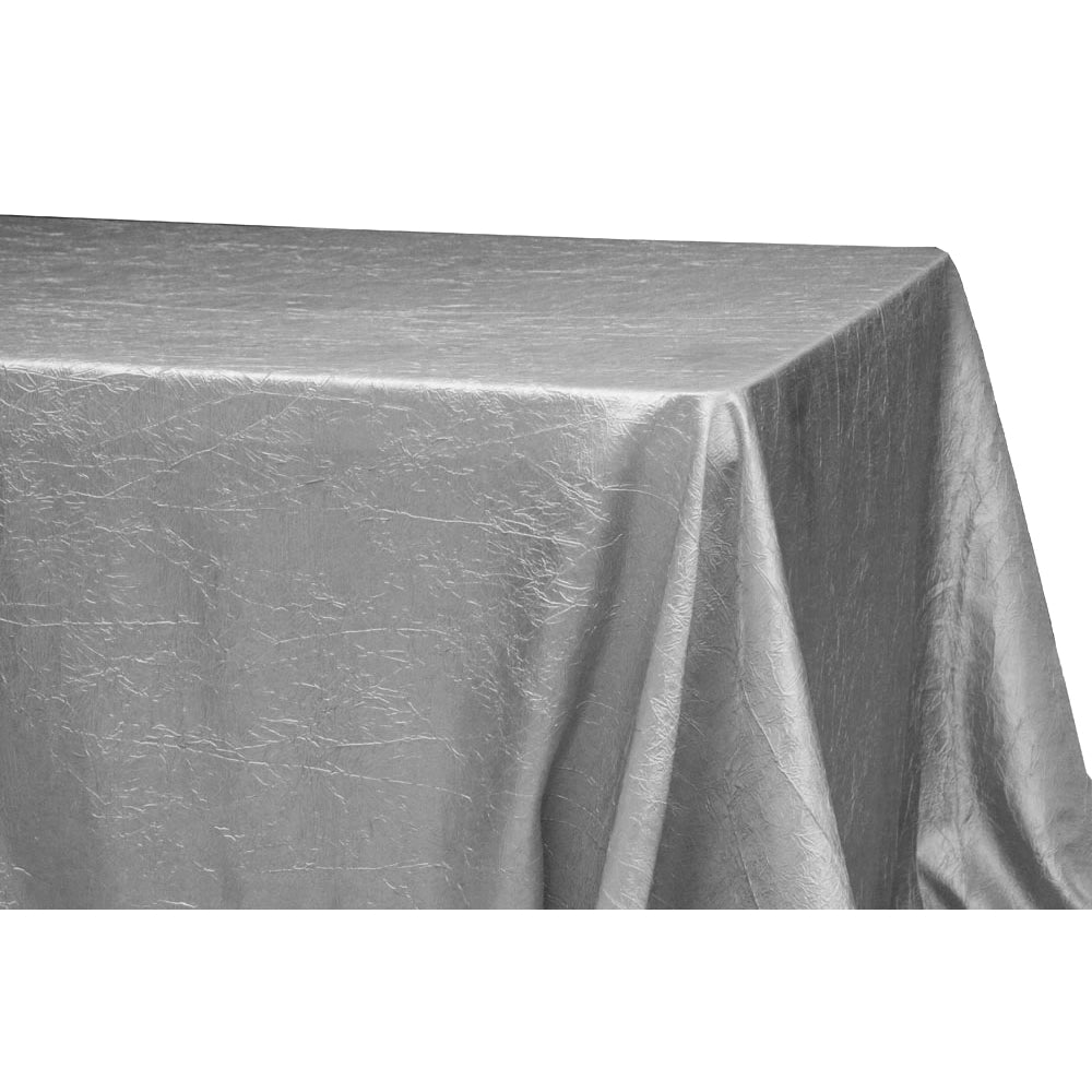 Crushed Taffeta 90"x156" Rectangular Tablecloth - Silver - CV Linens