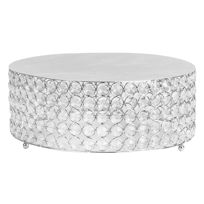 Crystal 14" Round Cake Stand - Silver plated - CV Linens