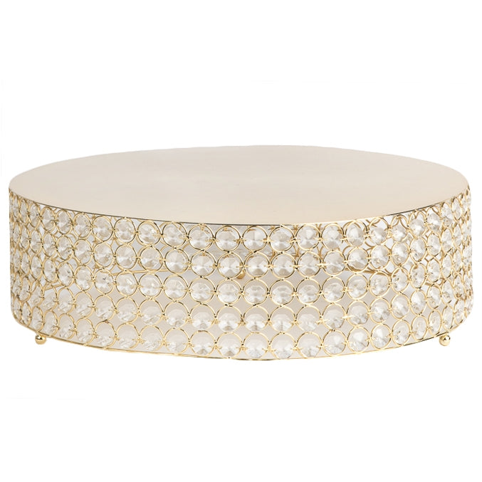 Crystal 18" Round Cake Stand - Gold Plated - CV Linens