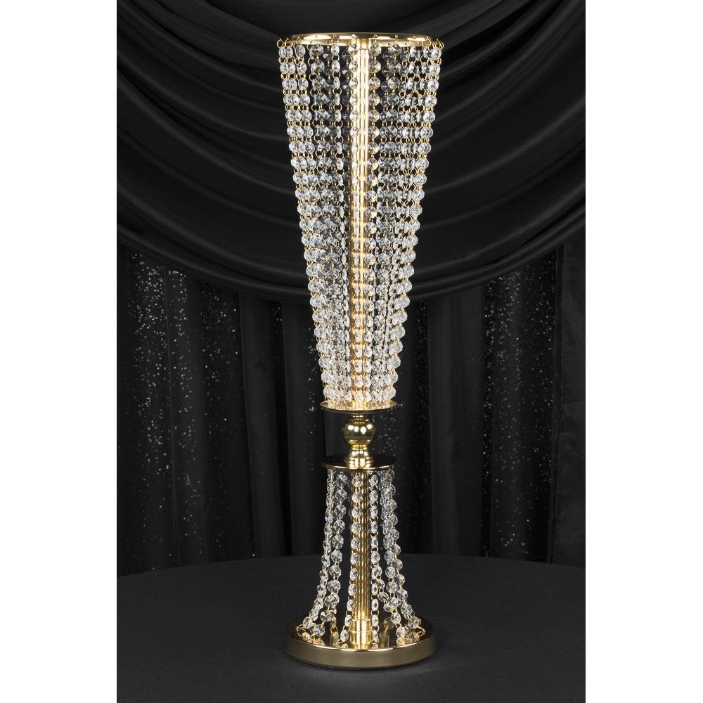 Crystal Column Tabletop Centerpiece - Gold - CV Linens