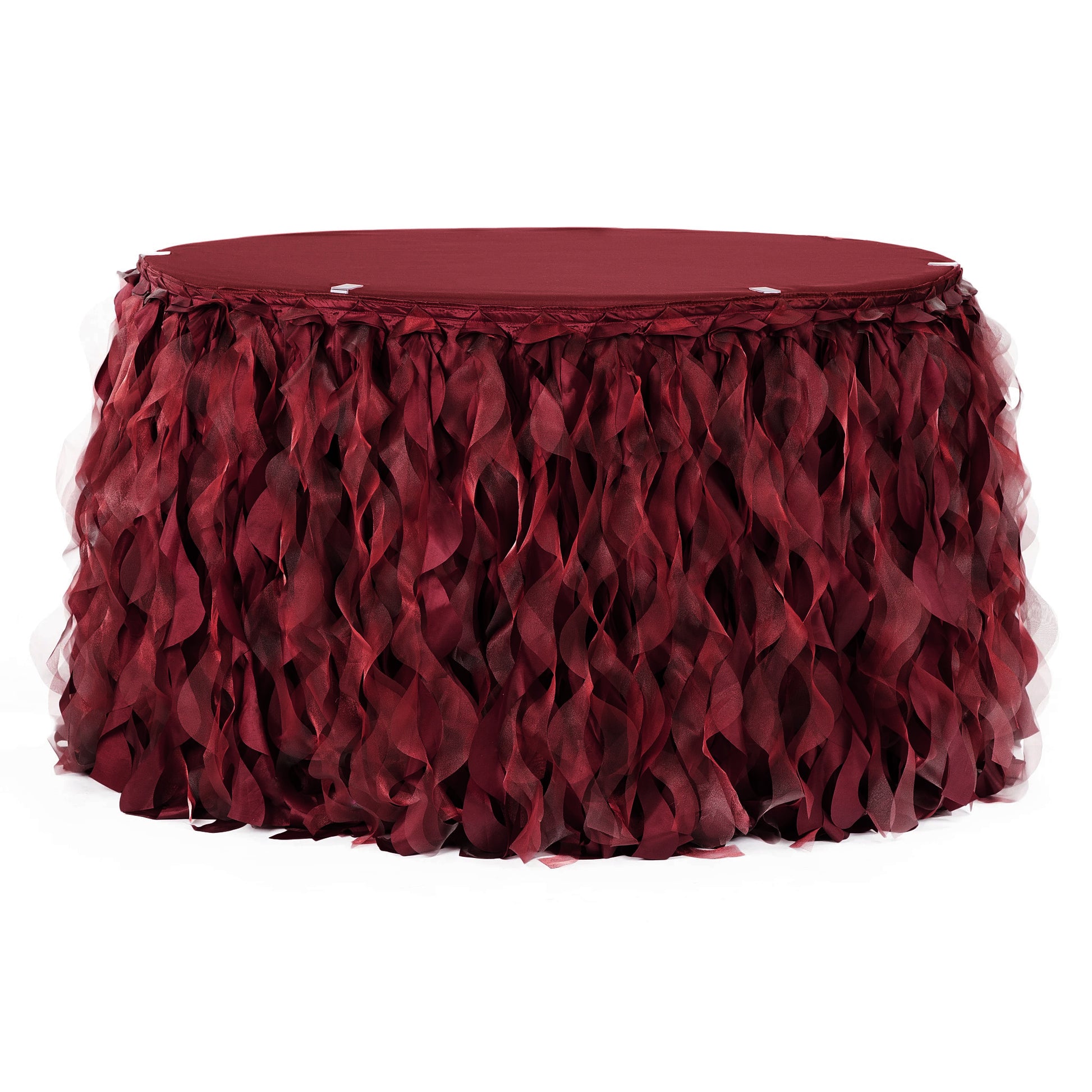 Curly Willow 14ft Table Skirt - Burgundy - CV Linens