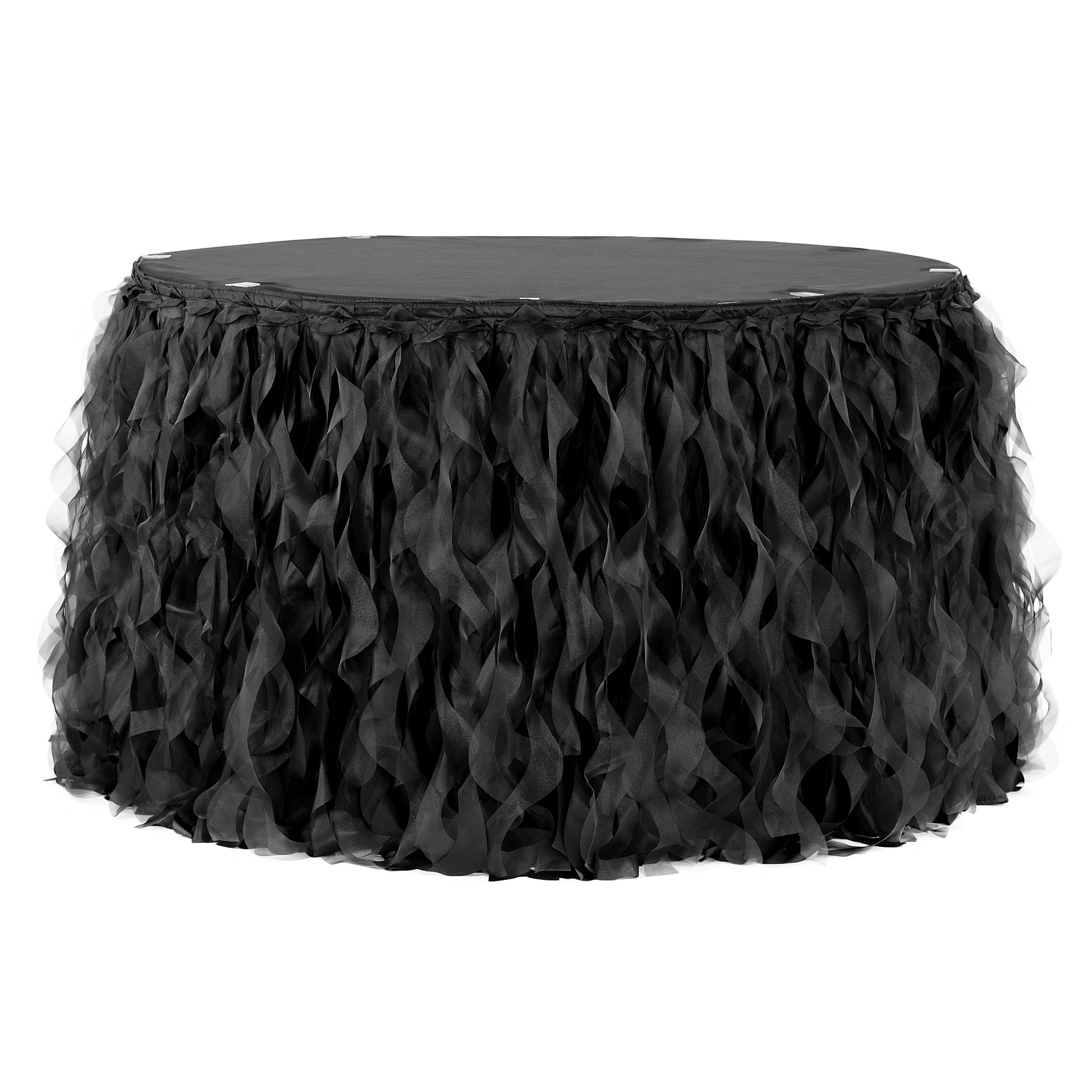 Curly Willow 17ft Table Skirt - Black - CV Linens