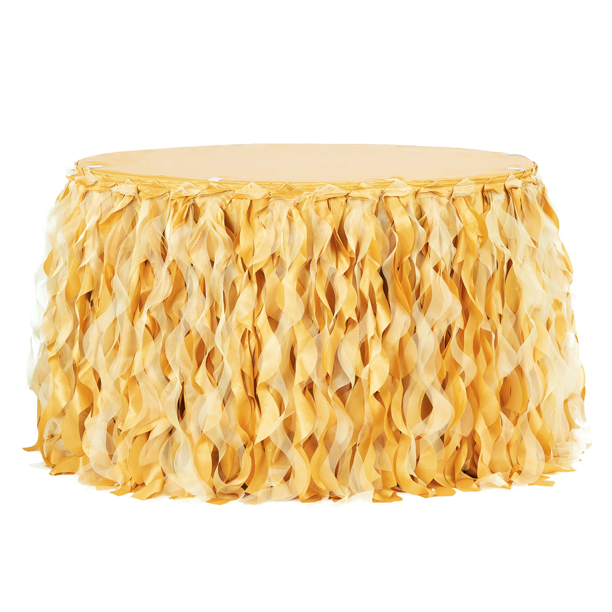 Curly Willow 14ft Table Skirt - Bright Gold - CV Linens