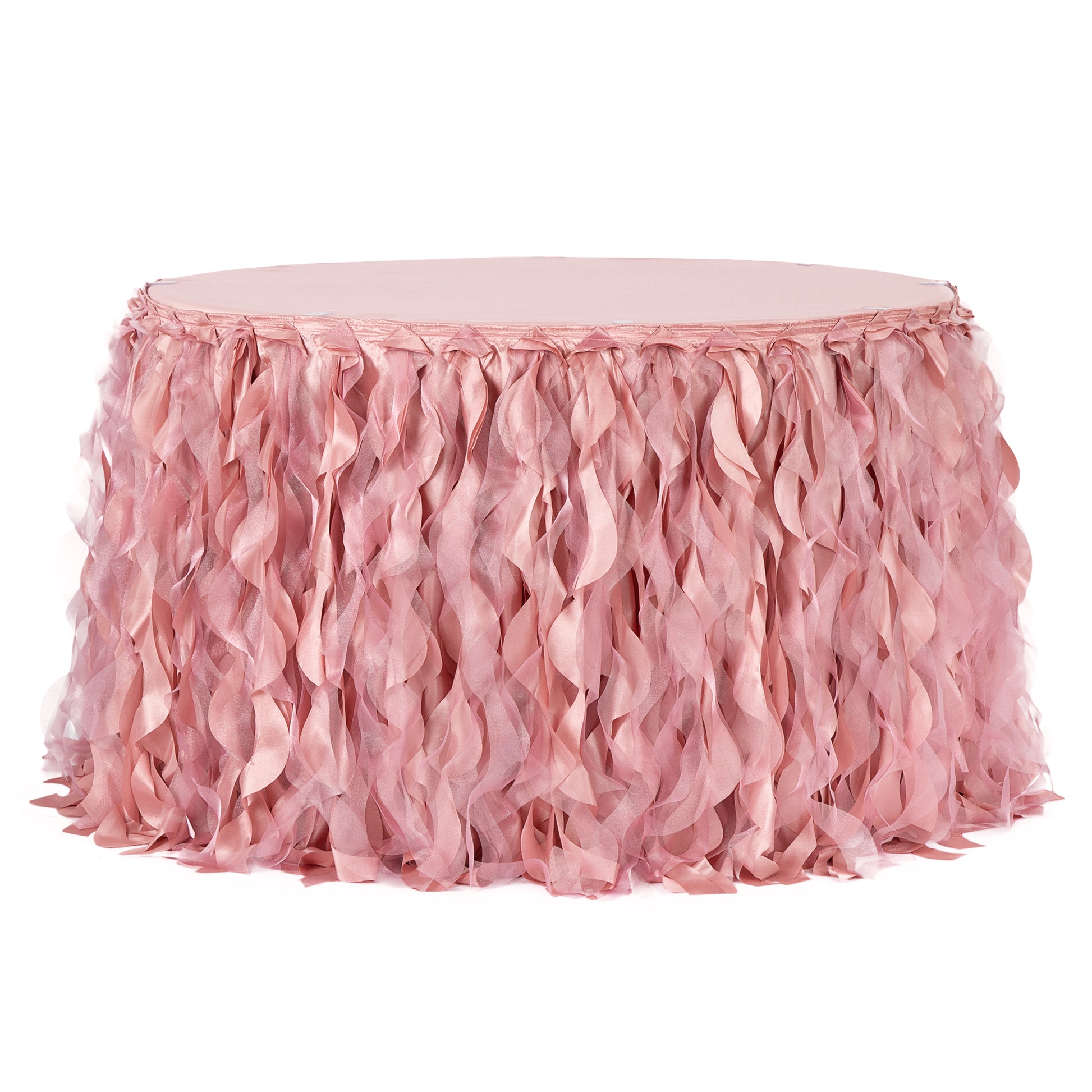 Curly Willow 14ft Table Skirt - Dusty Rose/Mauve - CV Linens