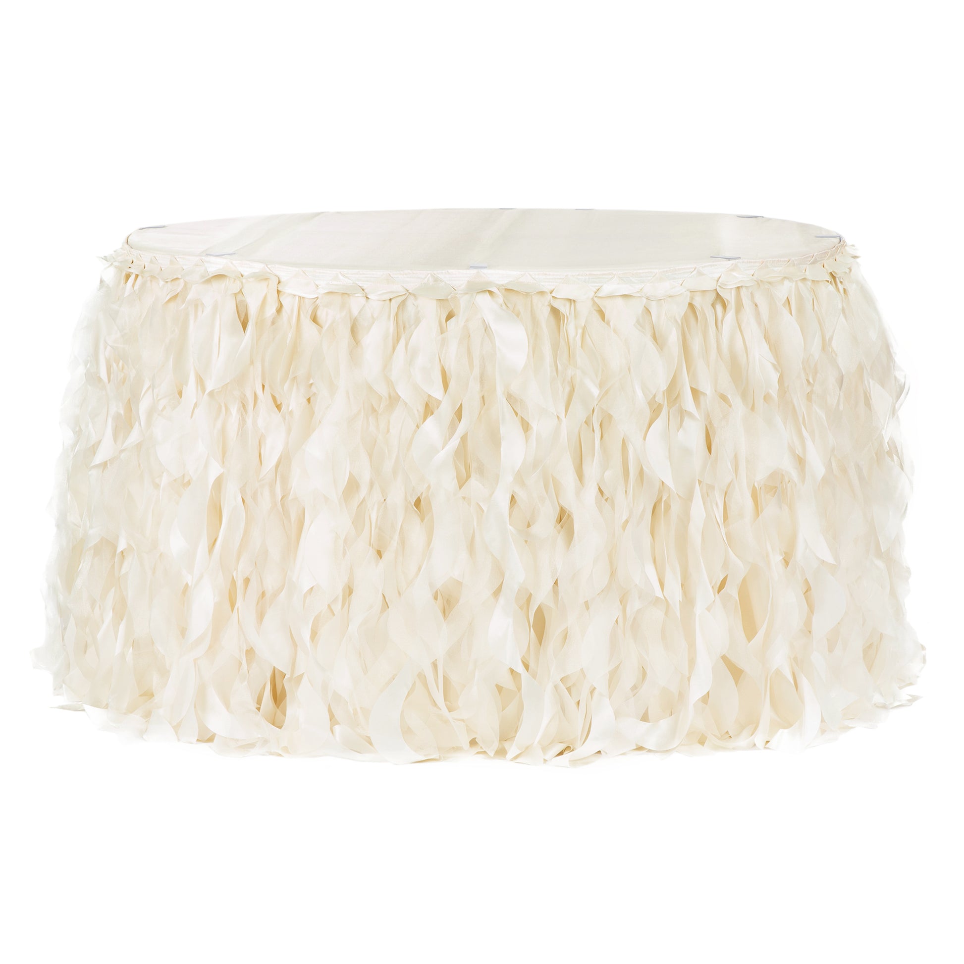 Curly Willow 14ft Table Skirt - Ivory - CV Linens