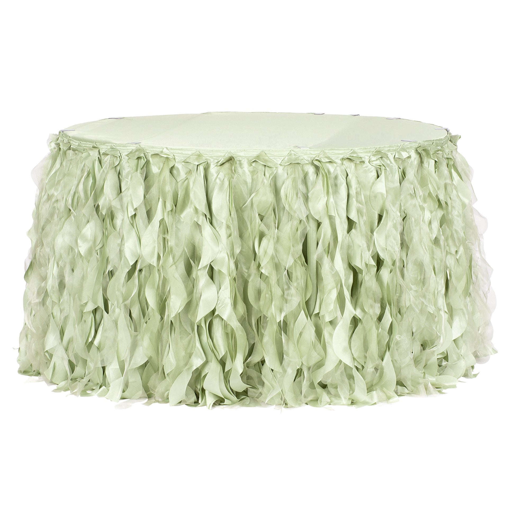 Curly Willow 14ft Table Skirt - Sage Green - CV Linens