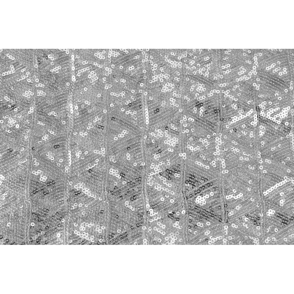 Diamond Glitz Sequins 120" Round Tablecloth - Silver - CV Linens