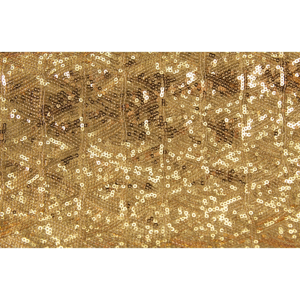Diamond Glitz Sequins 120" Round Tablecloth - Gold - CV Linens
