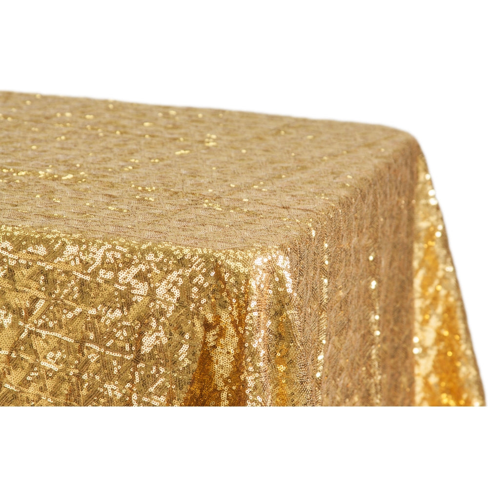 Diamond Glitz Sequin Rectangular Tablecloth 90"x132" - Gold - CV Linens
