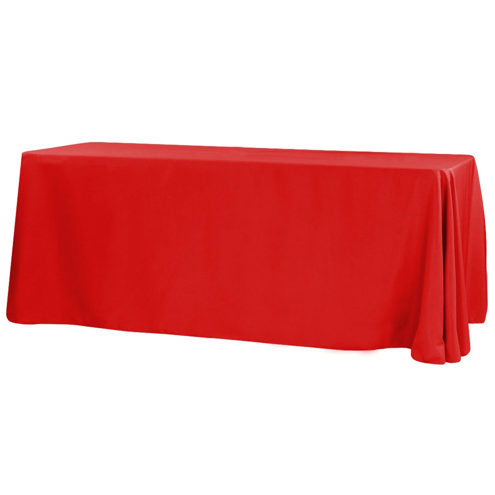 Economy Polyester Tablecloth 90"x156" Oblong Rectangular - Red - CV Linens
