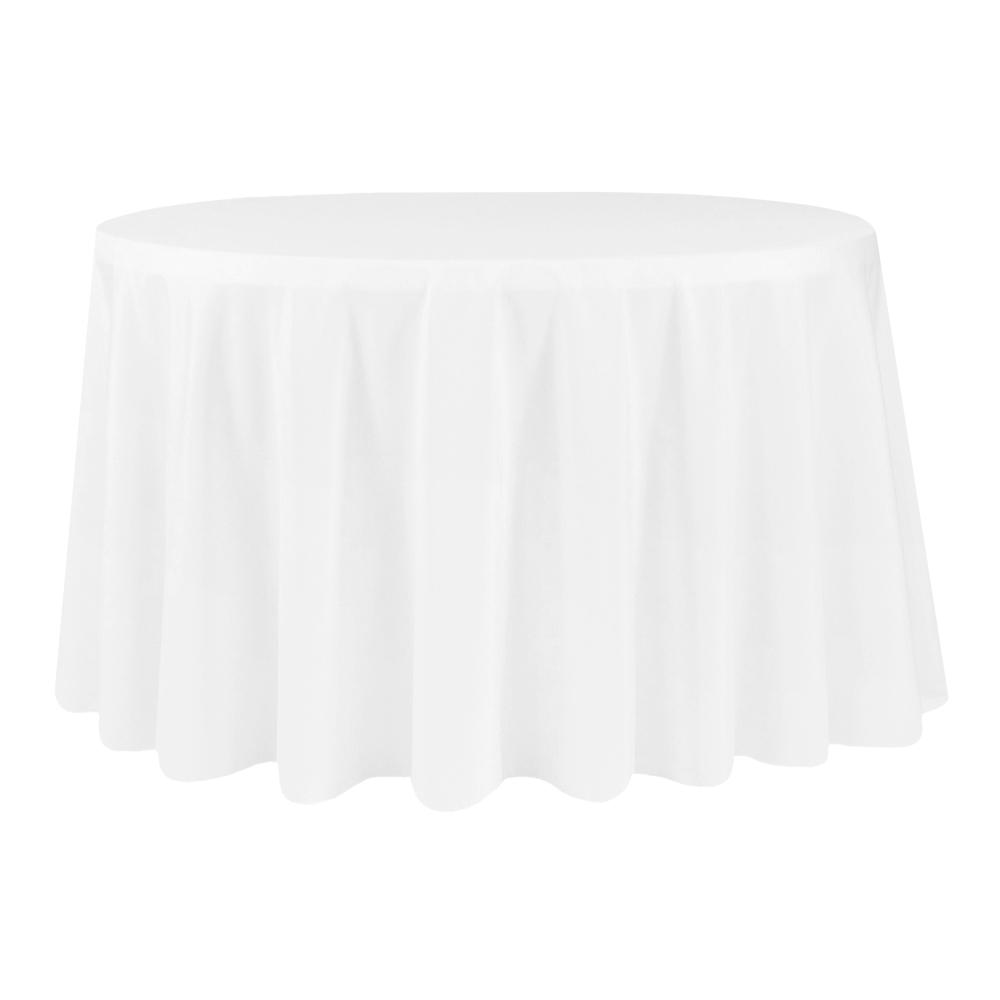 Economy Polyester Tablecloth 132" Round - White - CV Linens