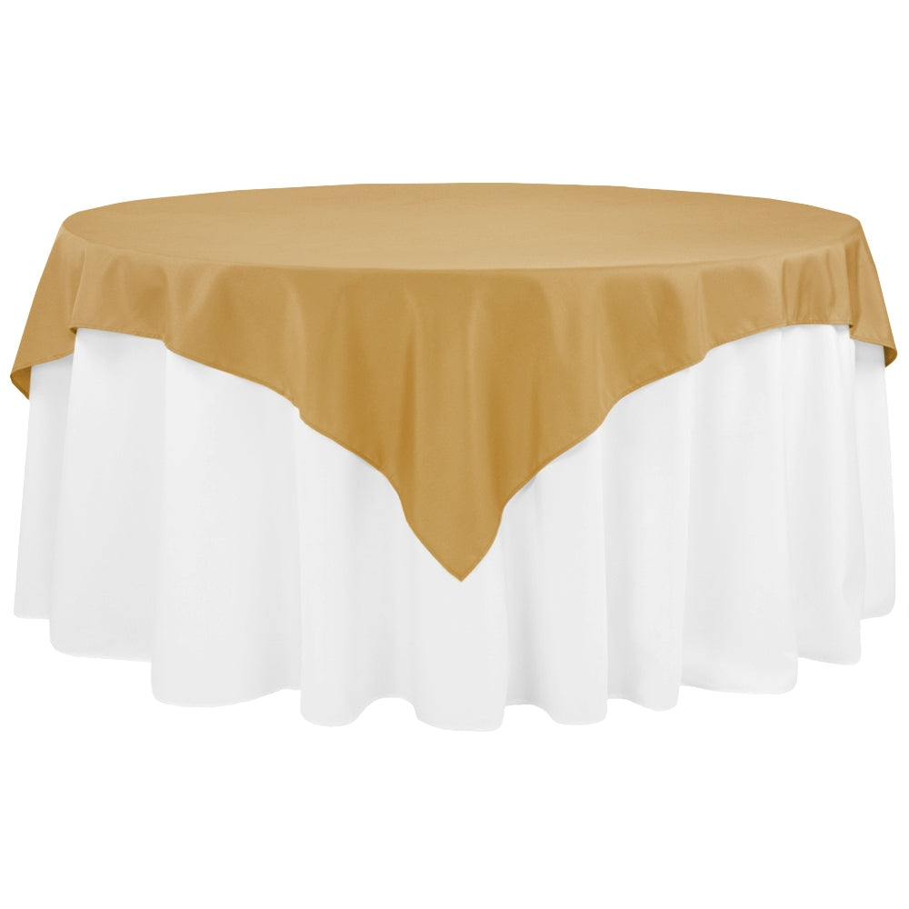 Economy Polyester Table Overlay Topper/Tablecloth 72"x72" Square - Gold - CV Linens