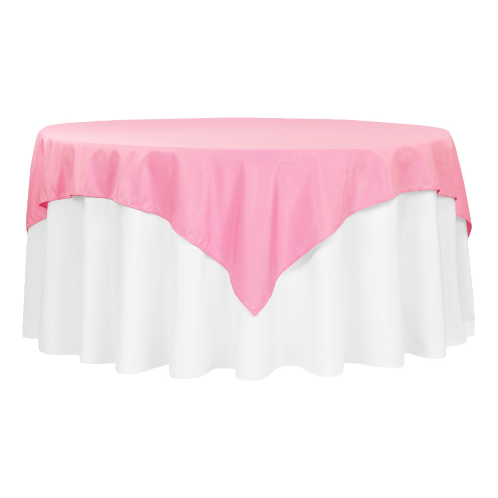Economy Polyester Table Overlay Topper/Tablecloth 72"x72" Square - Pink - CV Linens