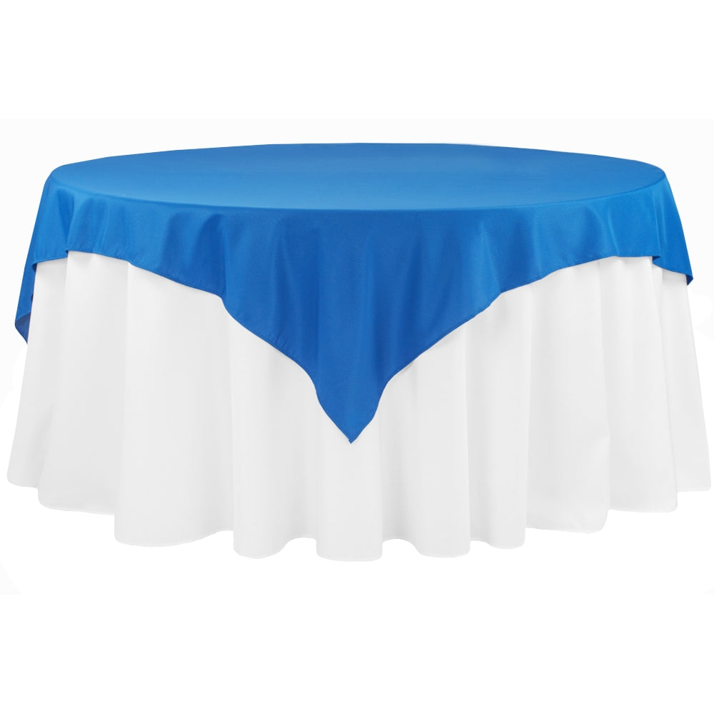 Economy Polyester Table Overlay Topper/Tablecloth 72"x72" Square - Royal Blue - CV Linens