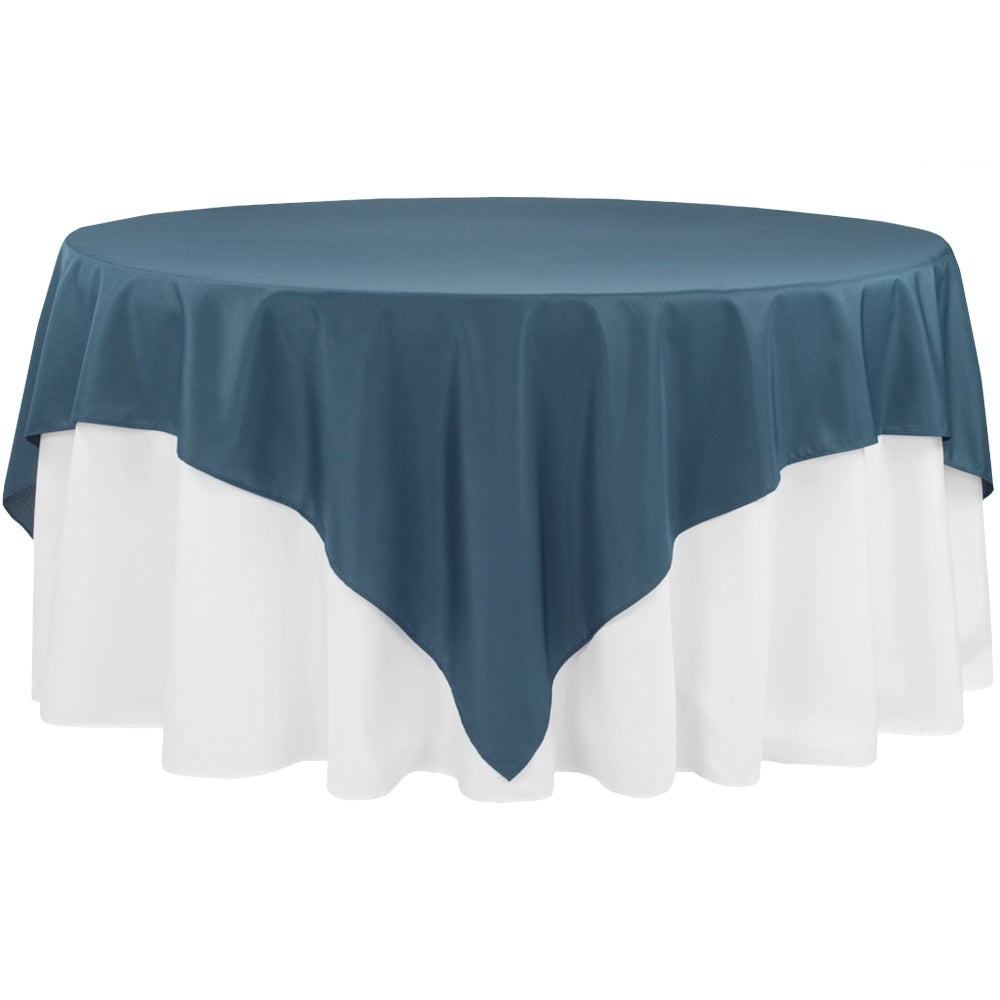 Economy Polyester Table Overlay Topper/Tablecloth 90"x90" Square - Navy Blue - CV Linens