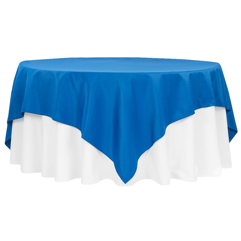 Economy Polyester Table Overlay Topper/Tablecloth 90"x90" Square - Royal Blue - CV Linens