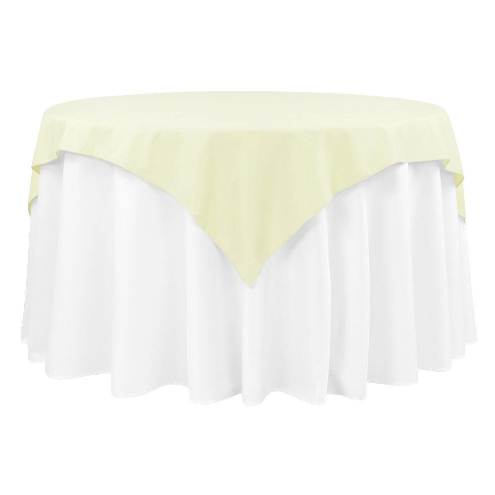 Economy Polyester Table Overlay Topper/Tablecloth 54"x54" Square - Ivory - CV Linens