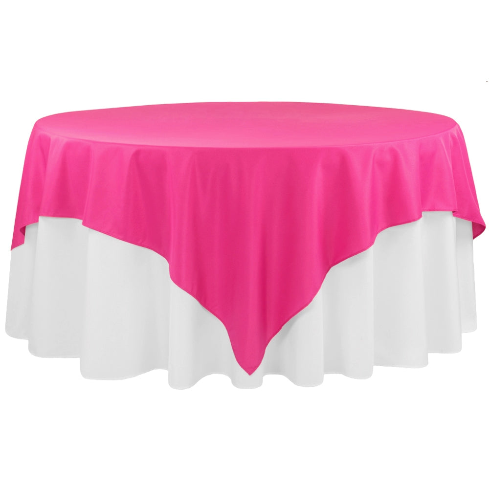 Economy Polyester Table Overlay Topper/Tablecloth 90"x90" Square - Fuchsia - CV Linens