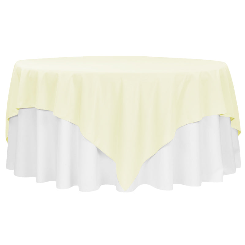 Economy Polyester Table Overlay Topper/Tablecloth 90"x90" Square - Ivory - CV Linens