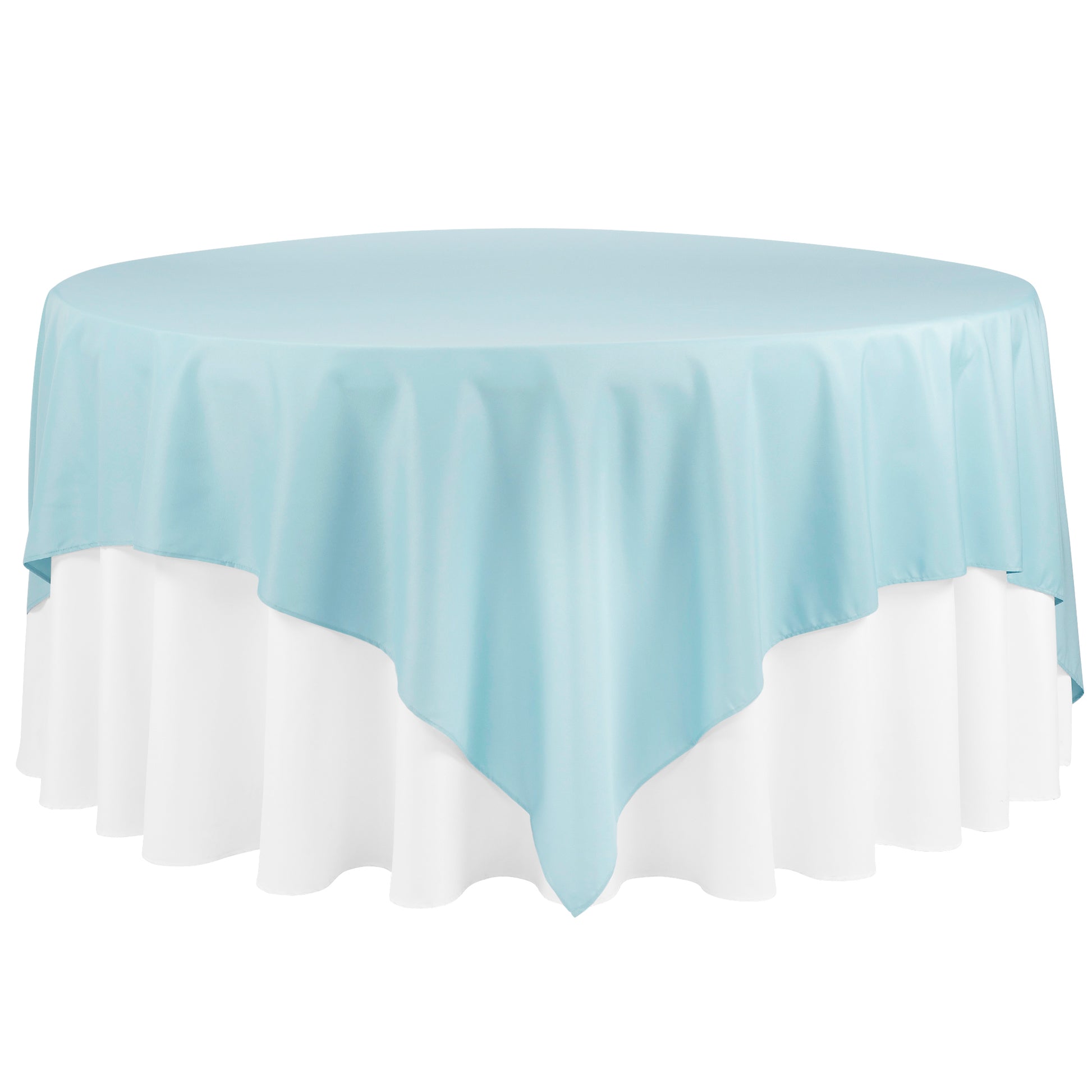 Economy Polyester Table Overlay Topper/Tablecloth 90"x90" Square - Baby Blue - CV Linens