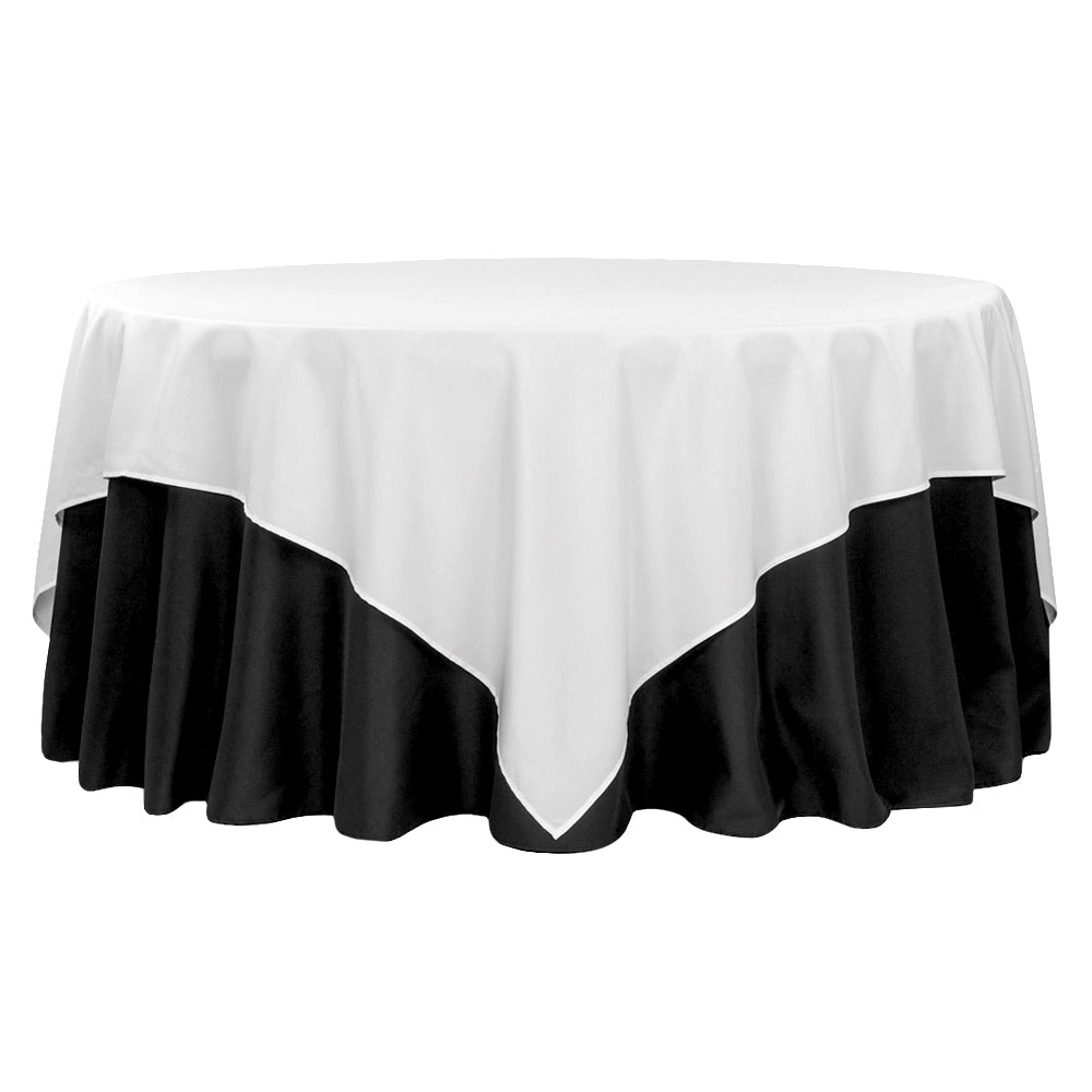 Economy Polyester Table Overlay Topper/Tablecloth 90"x90" Square - White - CV Linens