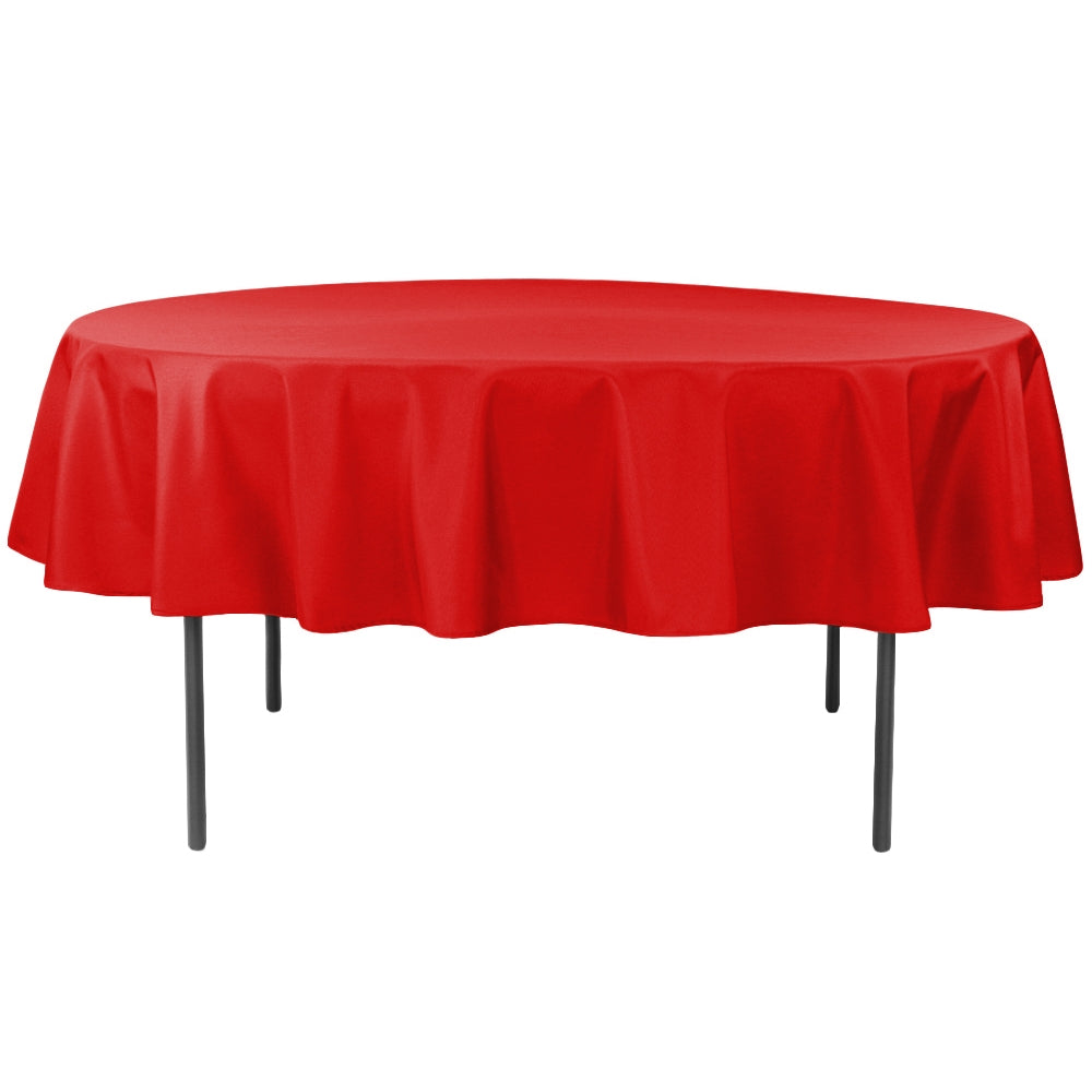 Red Polyester Linen Economy Polyester Tablecloth 90